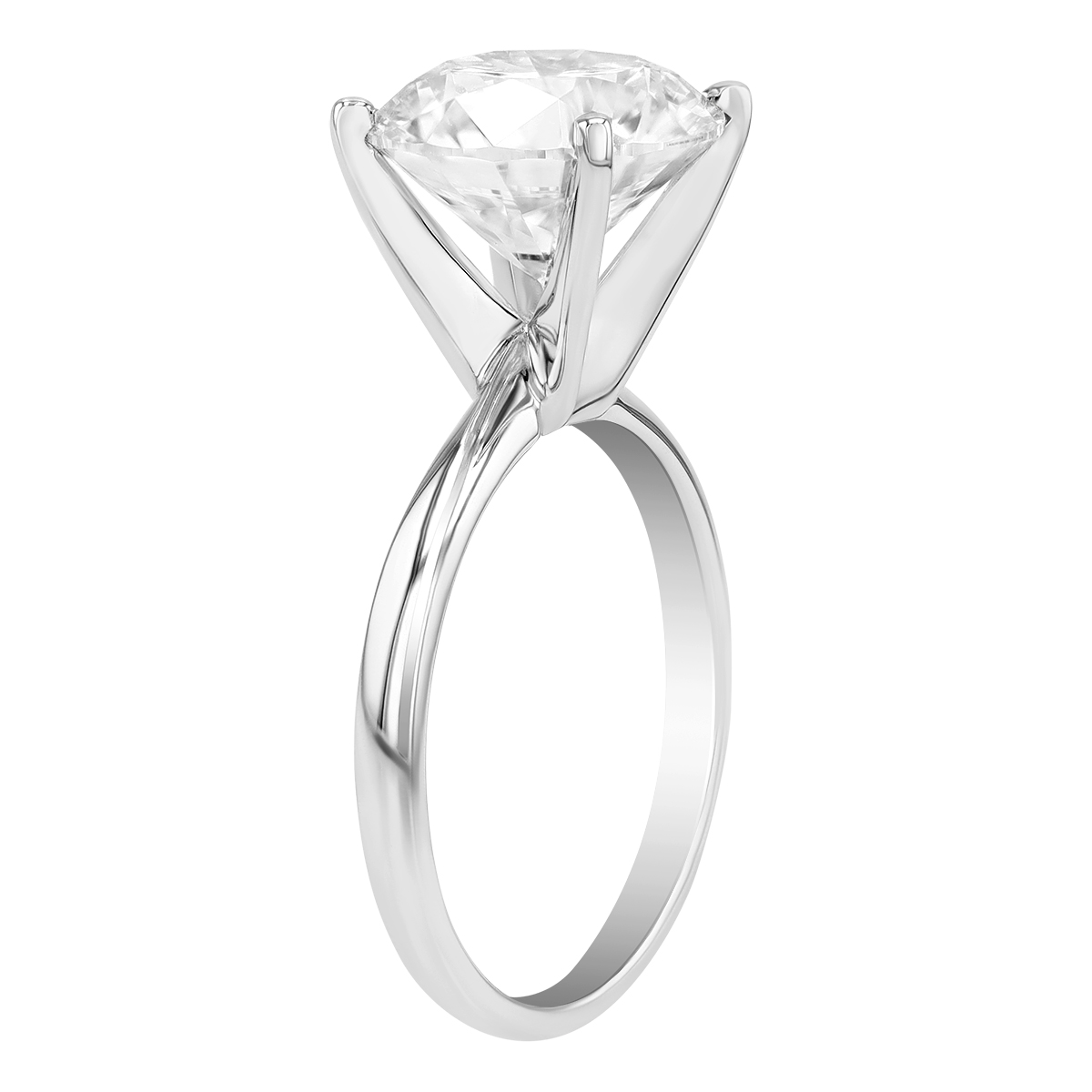 Round Lab-Grown Diamond Solitaire Engagement Ring in White Gold, 5.00 ct