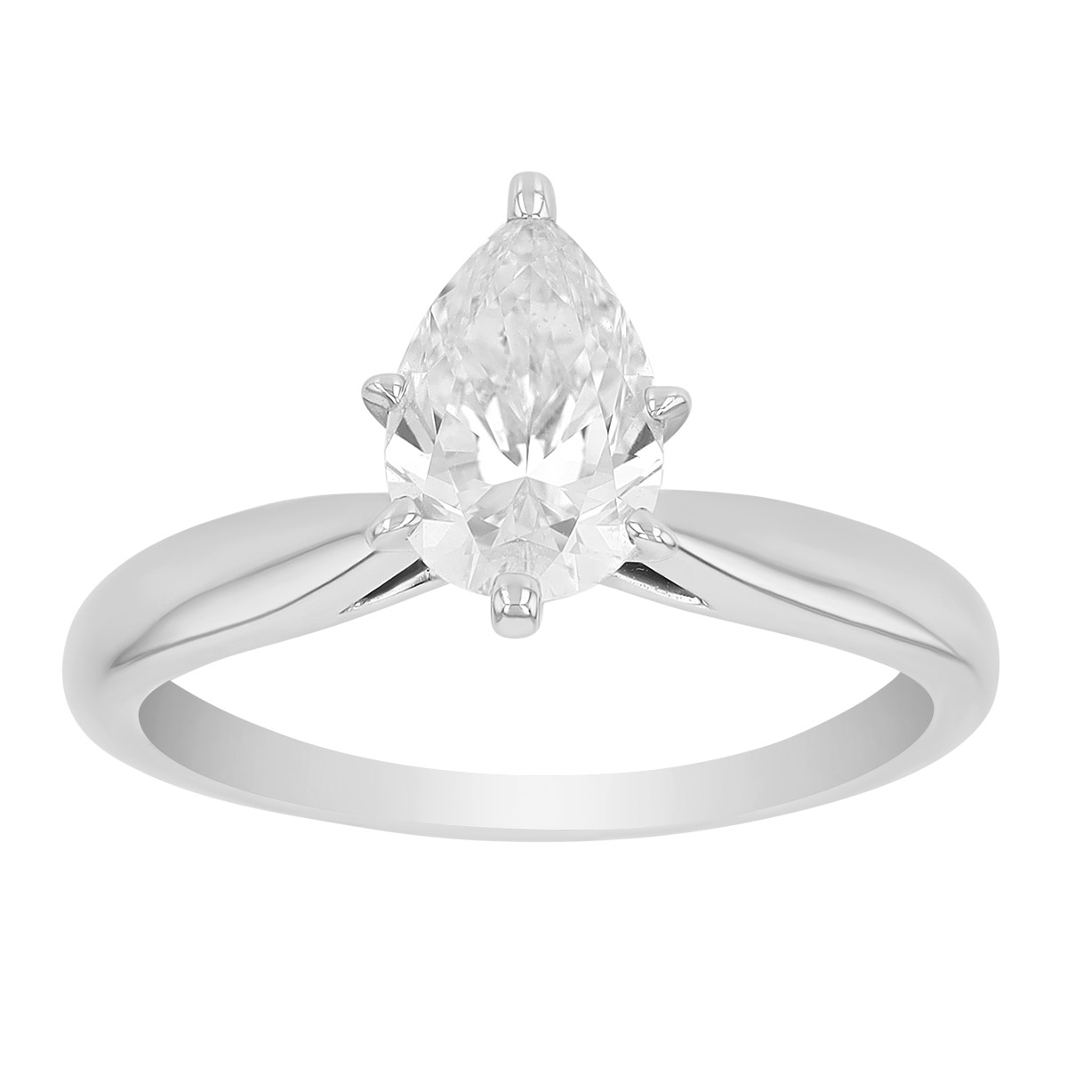 ALTR Lab Grown Pear Shaped Diamond Solitaire Engagement Ring in 14K White Gold, 1.10 ct