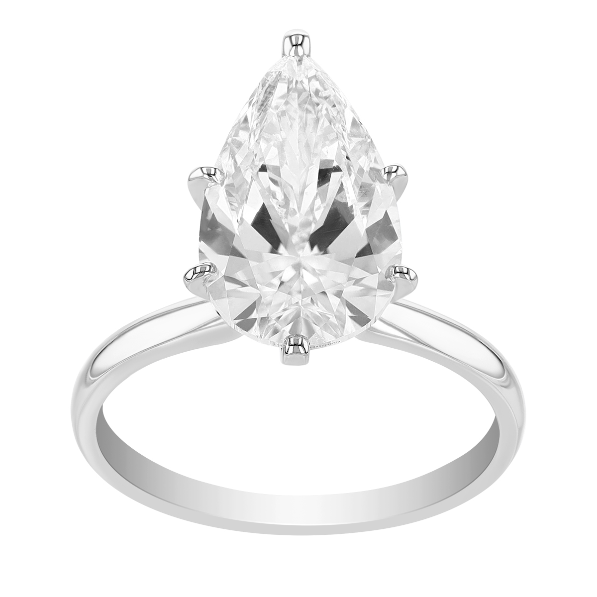 Pear Shaped Lab-Grown Diamond Solitaire Engagement Ring in White Gold, 4.00 ct