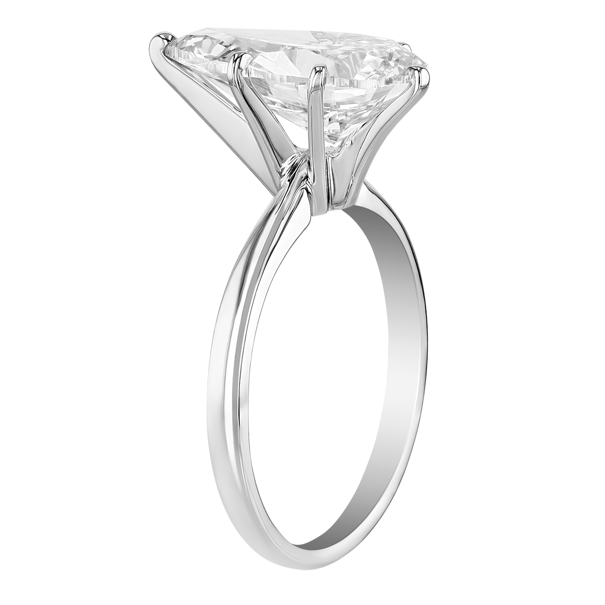 Pear Shaped Lab-Grown Diamond Solitaire Engagement Ring in White Gold, 4.00 ct