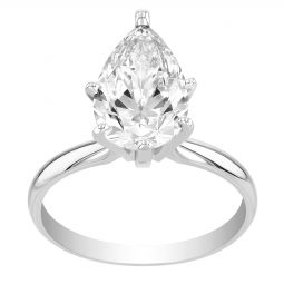 Low Profile Pear Cut Diamond Engagement Ring 14K White Gold 1.02ct M/VS2
