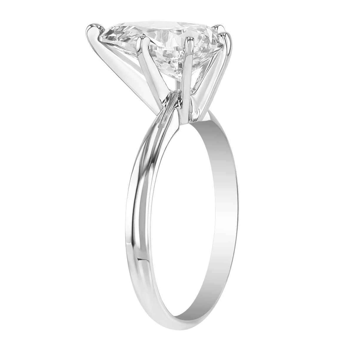 Pear Shaped Lab-Grown Diamond Solitaire Engagement Ring in White Gold, 3.00 ct