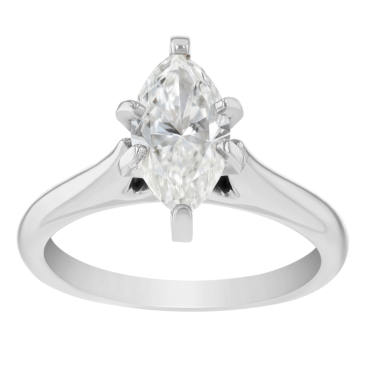 Marquise Diamond Cathedral Set Engagement Ring in 14K White Gold