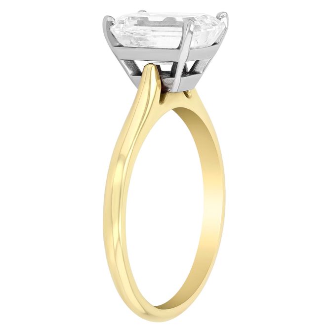 Lab Grown Emerald Cut Diamond Solitaire Engagement Ring in 14K Yellow Gold