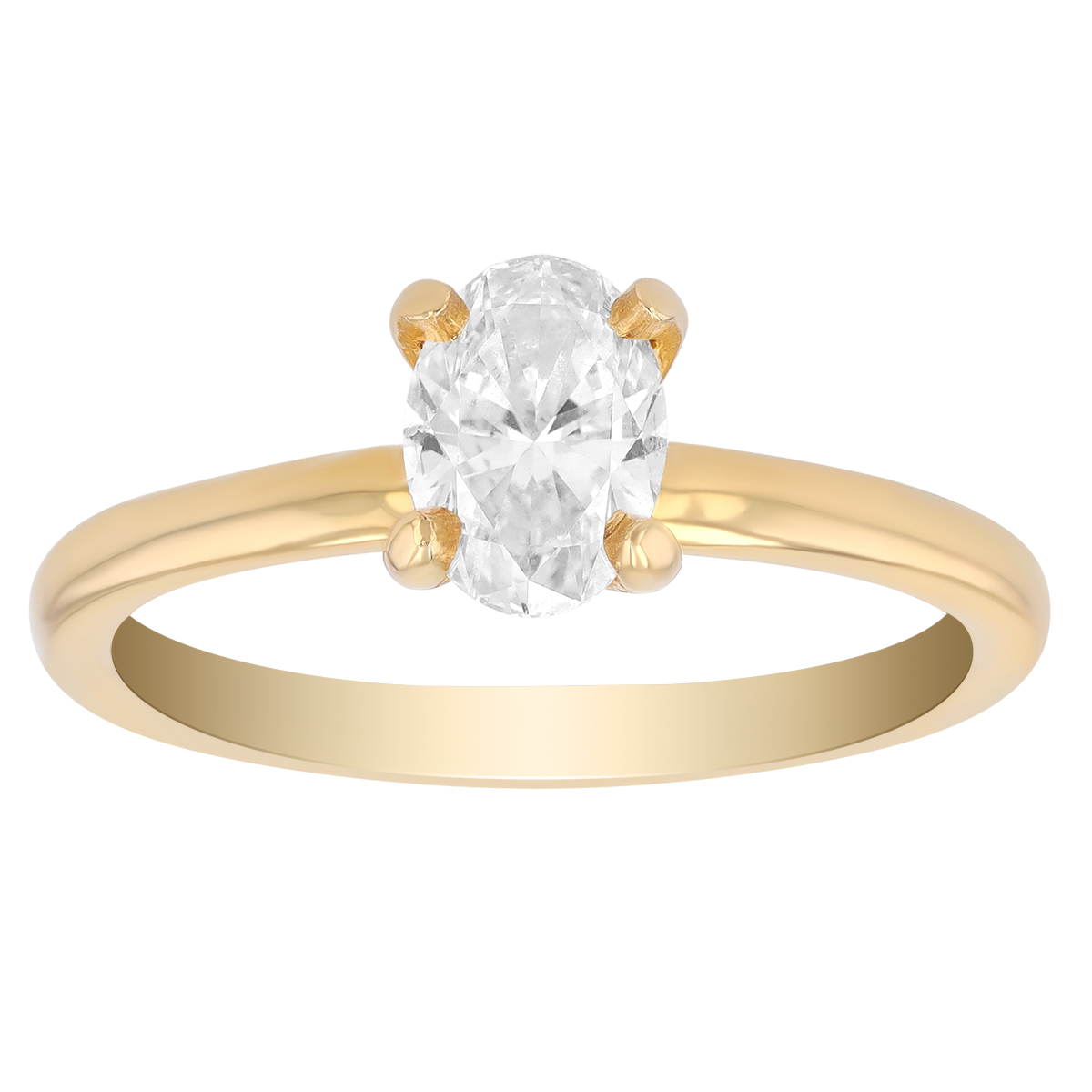Oval Diamond Solitaire Engagement Ring in 14K Yellow Gold, .75 ct