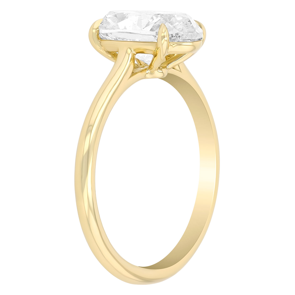 Oval Diamond Solitaire Engagement Ring in 14K Yellow Gold, 2.51 ct