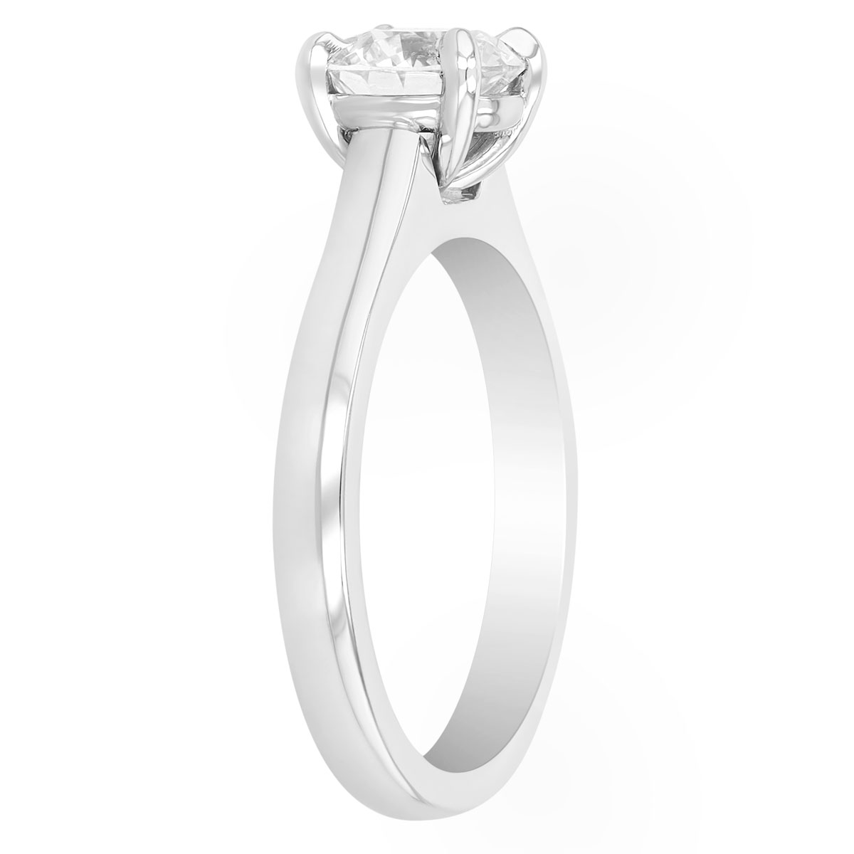 Round Diamond Solitaire Engagement Ring in 14K White Gold, 1.09 ct