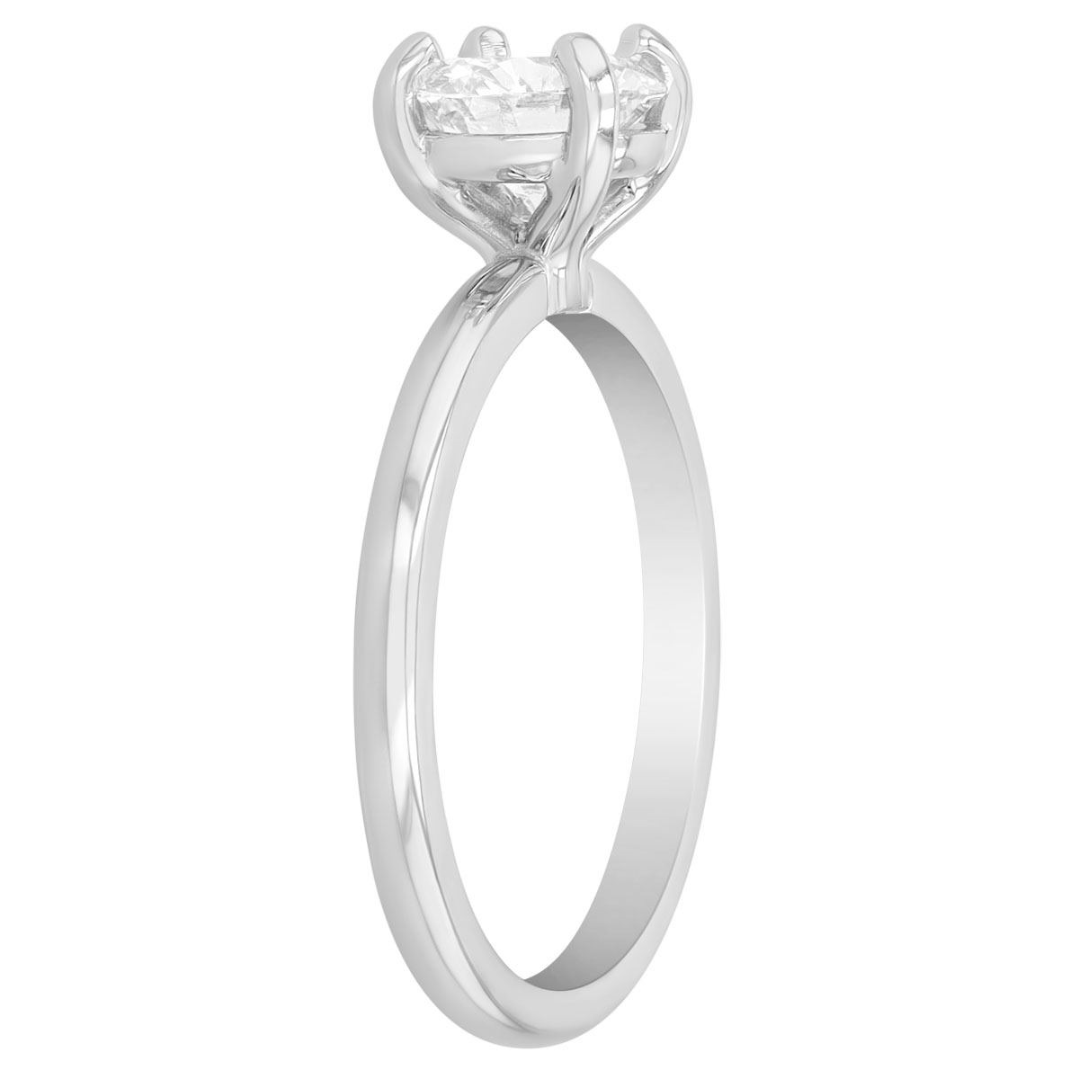 Round Diamond Solitaire Engagement Ring in 18K White Gold, .99 ct