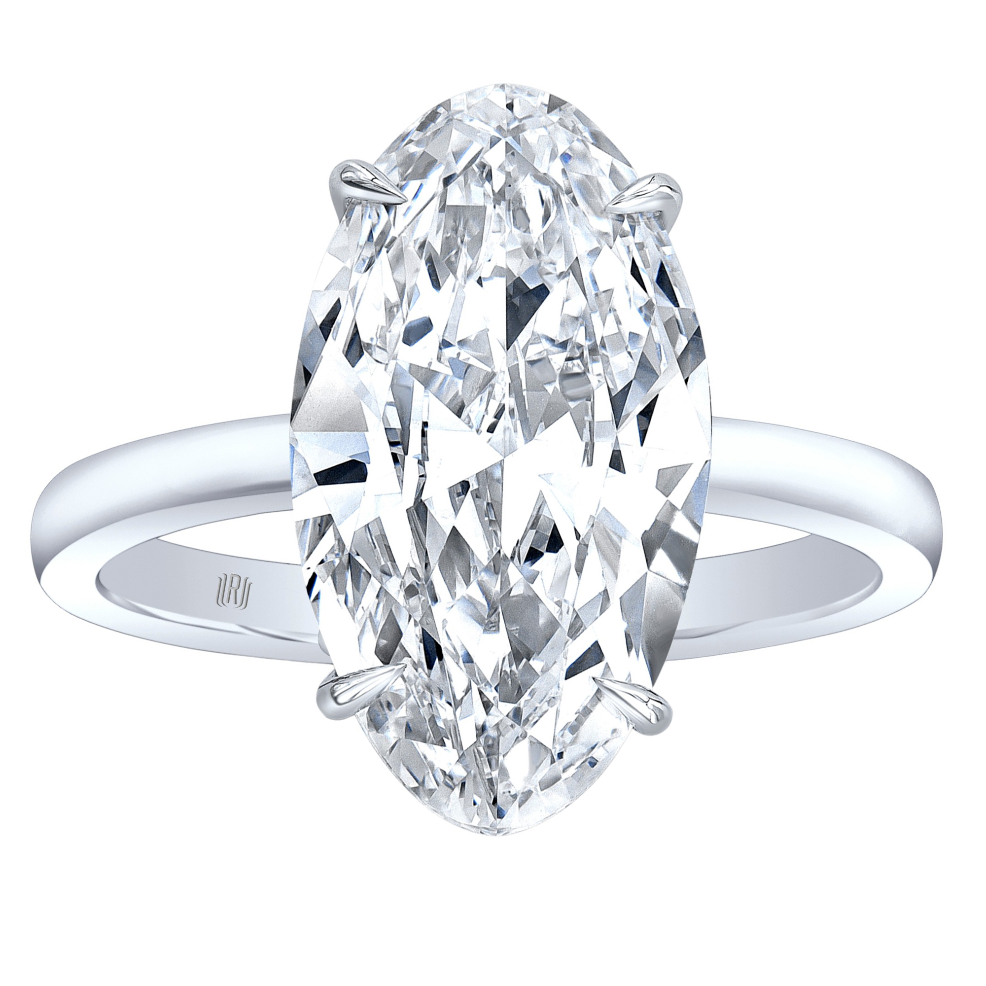 Rahaminov Oval Diamond Solitaire Engagement Ring in White Gold, 1.20 cttw