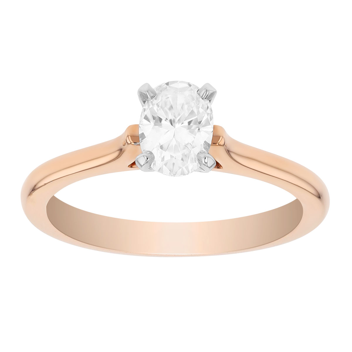 Oval Diamond Solitaire Engagement Ring in 14K Rose Gold, 0.54 ct