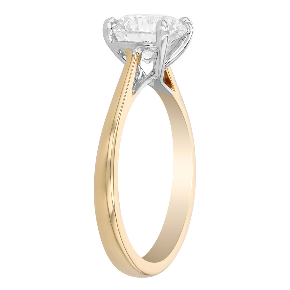 Round Diamond Solitaire Engagement Ring in 14K Yellow Gold, 1.89 ct