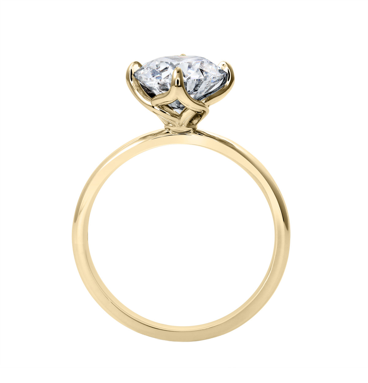 Clarity Diamond Signature Lab-Grown Round Diamond Solitaire Engagement Ring in Yellow Gold, 2.27 ct