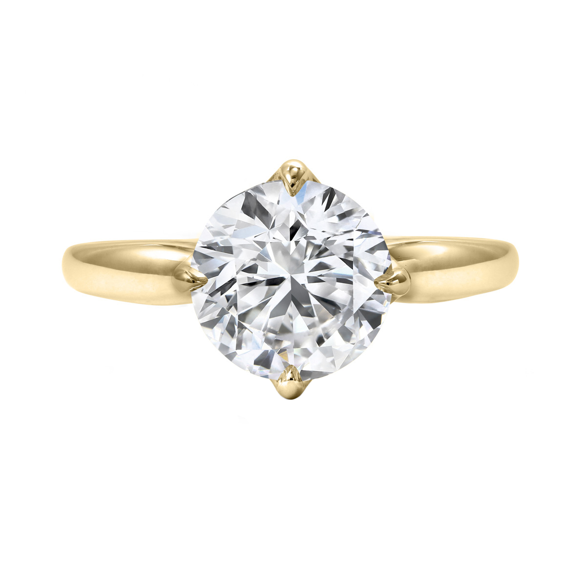 Clarity Diamond Signature Lab-Grown Round Diamond Solitaire Engagement Ring in Yellow Gold, 2.26 ct