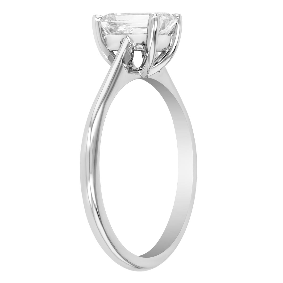 ALTR Lab Grown Emerald Cut Diamond Solitaire Engagement Ring in 14K White Gold, 1.08 ct