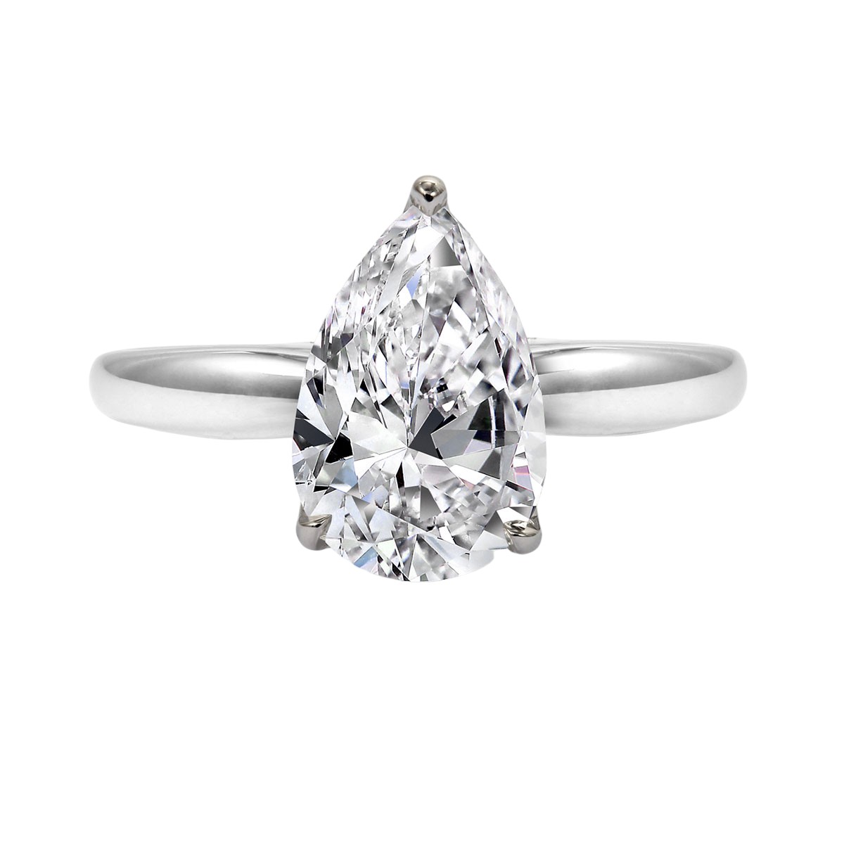 Clarity Diamond Signature Lab-Grown Pear Diamond Solitaire Engagement Ring in White Gold, 2.21 ct