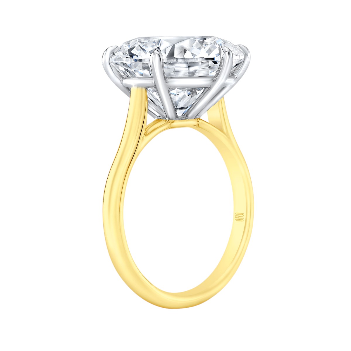 Rahaminov Round Diamond Solitaire Engagement Ring in Yellow Gold, 7.05 ct