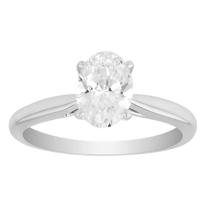 ALTR Lab Grown Oval Diamond Solitaire Engagement Ring in 14K White Gold, 1.07 ct
