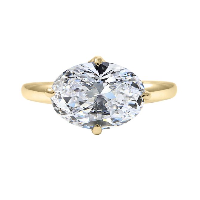 Clarity Diamond Signature Lab-Grown Oval Diamond Solitaire Engagement Ring in Yellow Gold, 3.11 ct