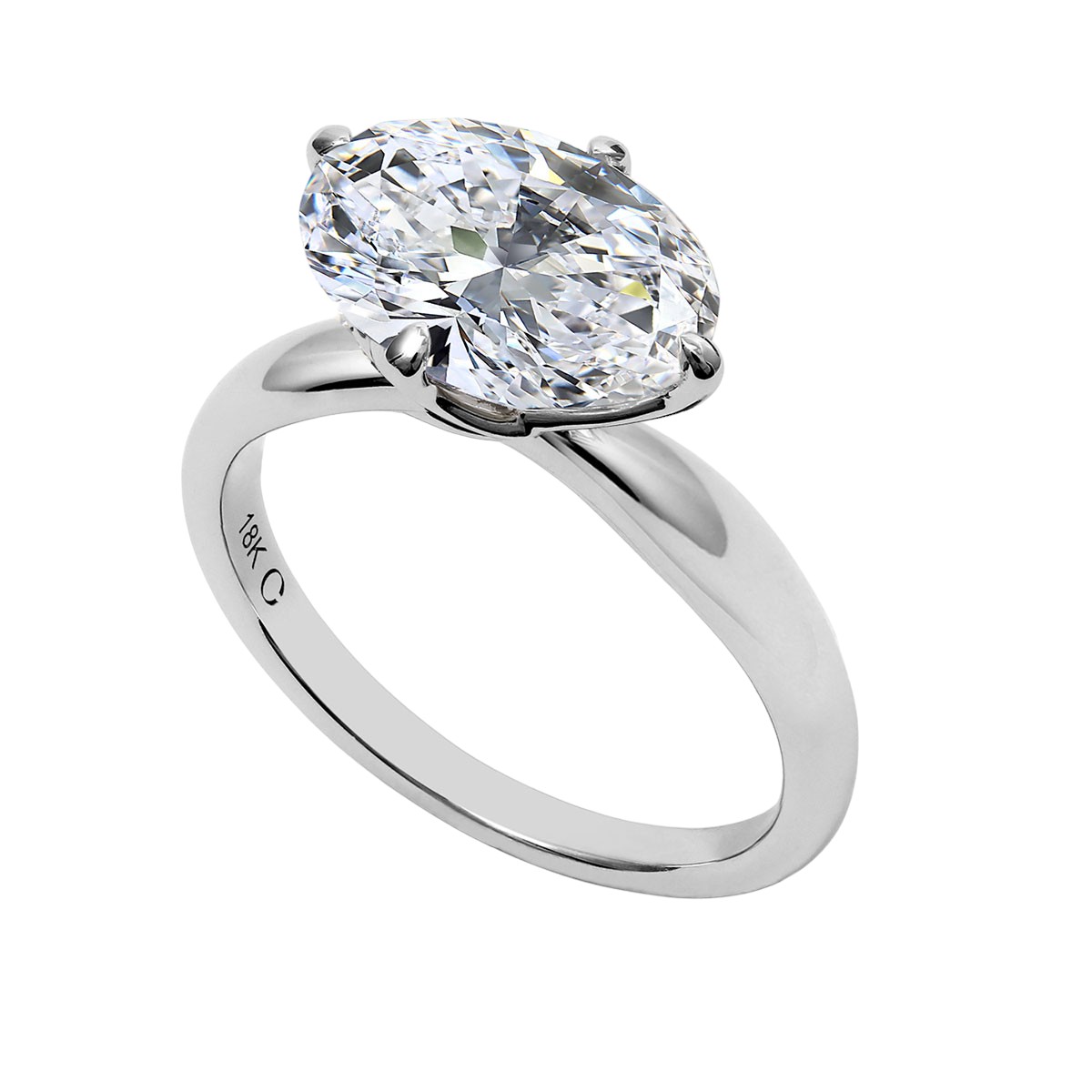 Clarity Diamond Signature Lab-Grown Oval Diamond Solitaire Engagement Ring in White Gold, 3.16 ct