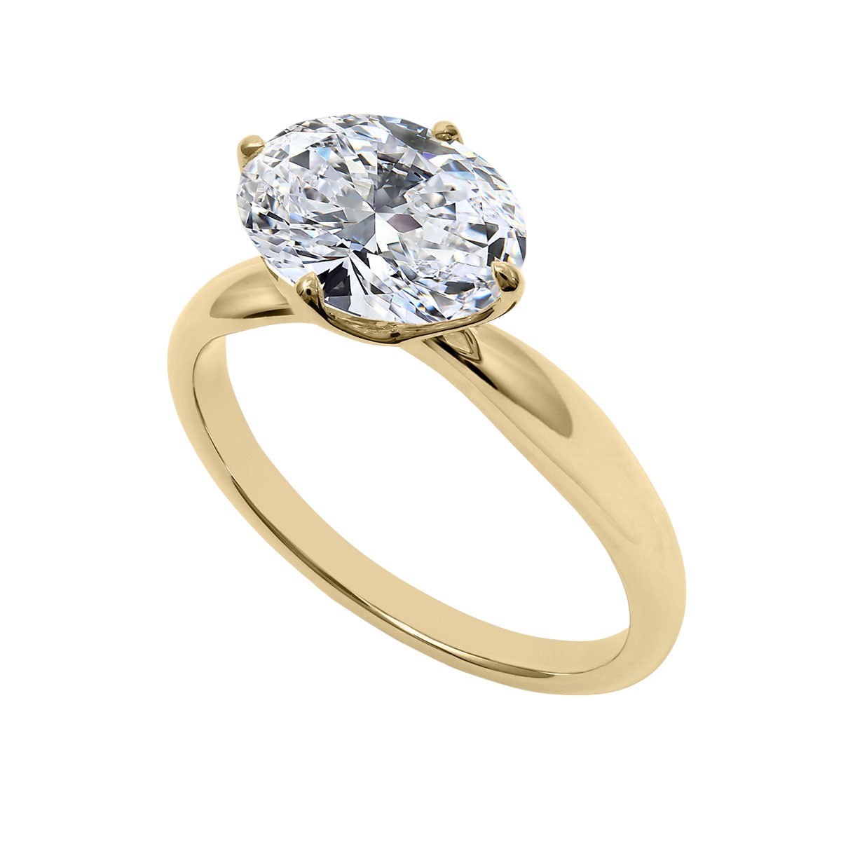 Clarity Diamond Signature Lab-Grown Oval Diamond Solitaire Engagement Ring in Yellow Gold, 2.31 ct
