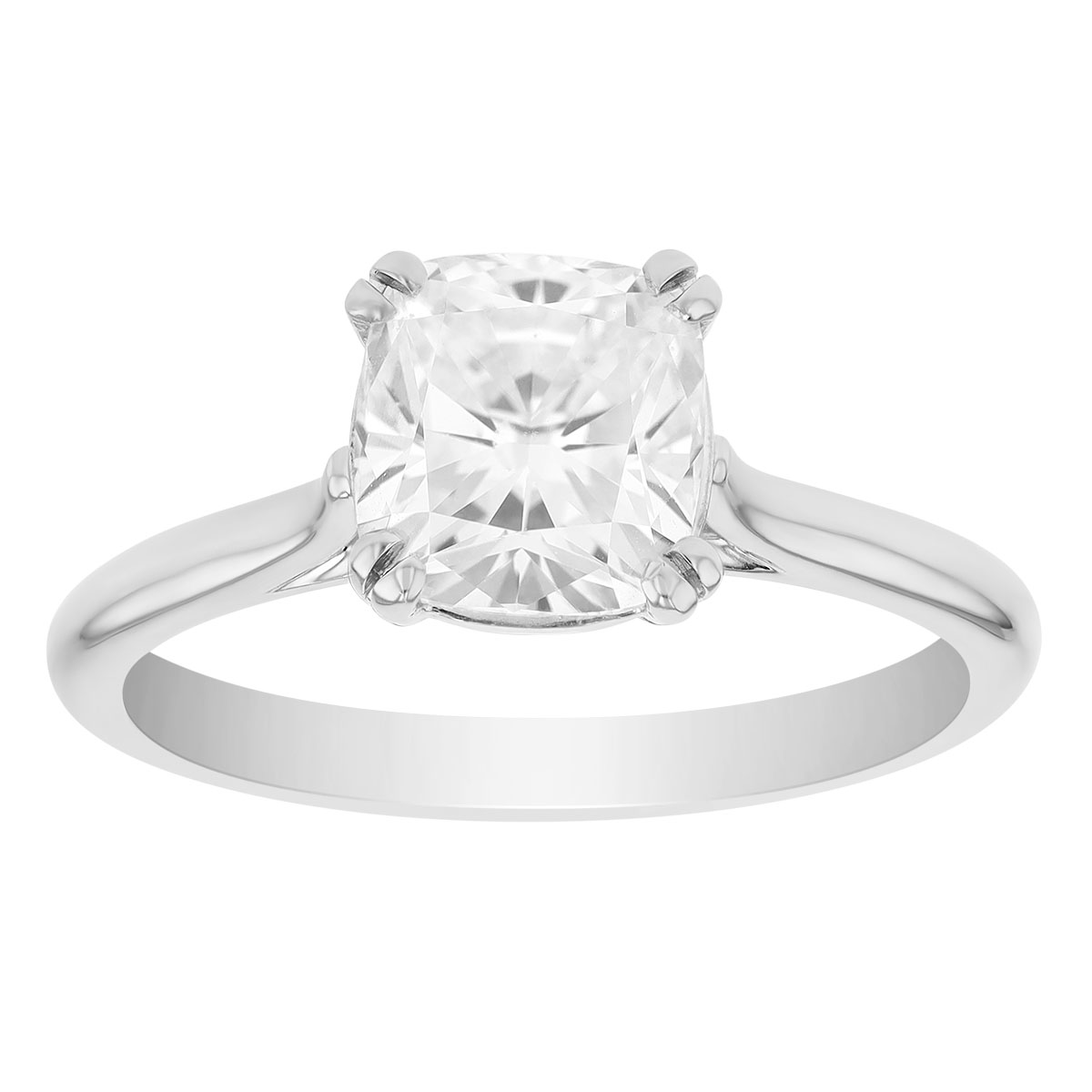 Cushion Diamond Solitaire Engagement Ring in 18K White Gold, 1.56 ct