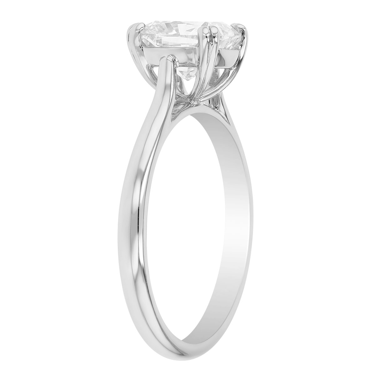 Cushion Diamond Solitaire Engagement Ring in 18K White Gold, 1.56 ct