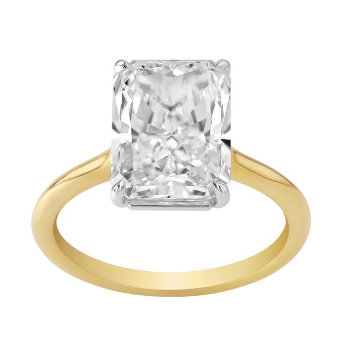 Radiant Cut Diamond Solitaire Engagement Ring in Two Tone, 5.03 ct