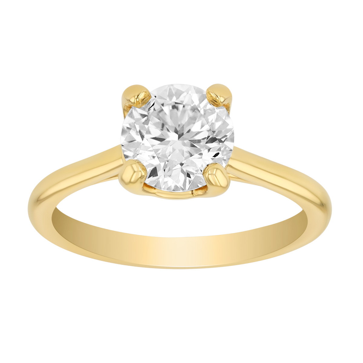 Round Diamond Solitaire Engagement Ring in Yellow Gold, 1.52 ct