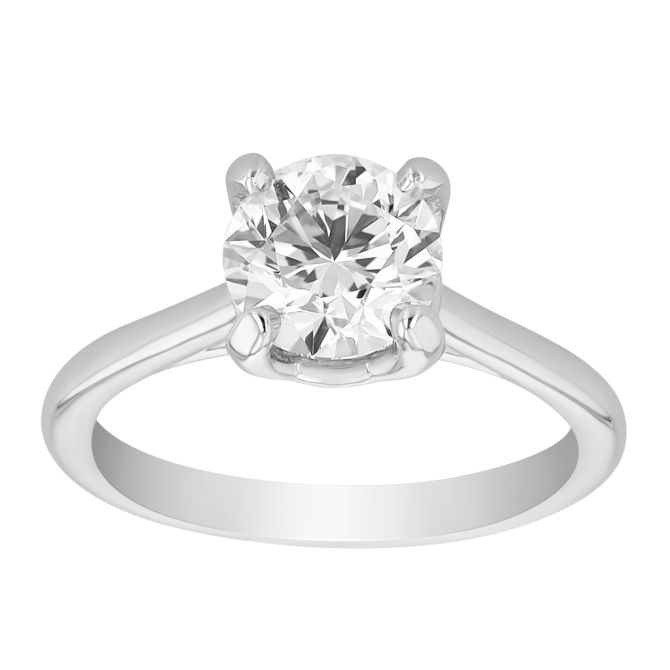 Kalahari Dream Round Diamond Solitaire Engagement Ring in White Gold, 1.50 ct, Size 6