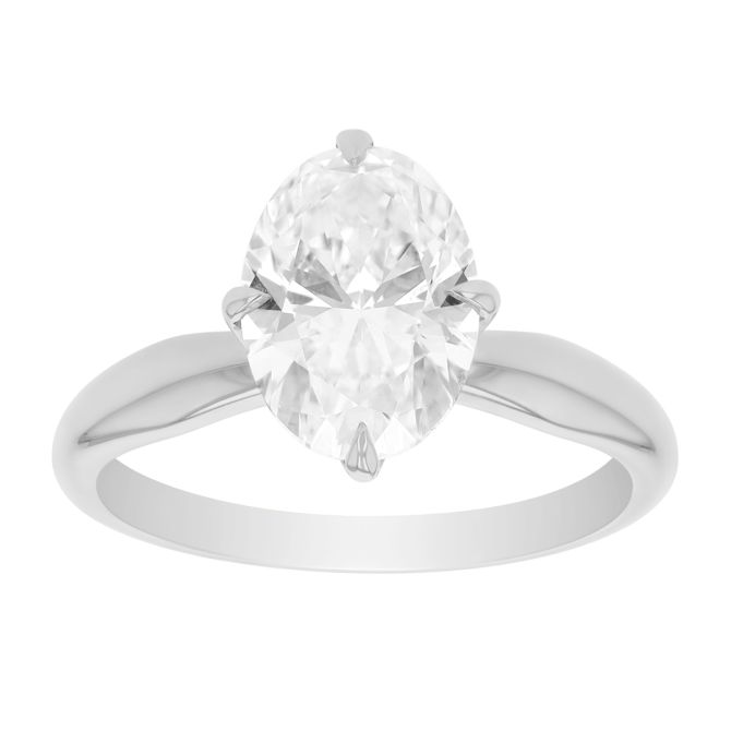Clarity Diamond Signature Lab-Grown Oval Diamond Solitaire Engagement Ring in White Gold, 2.30 ct