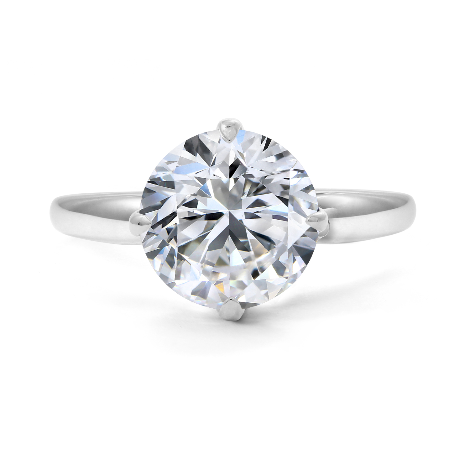 Clarity Diamond Signature Lab-Grown Round Diamond Solitaire Engagement Ring in White Gold, 3.10 ct