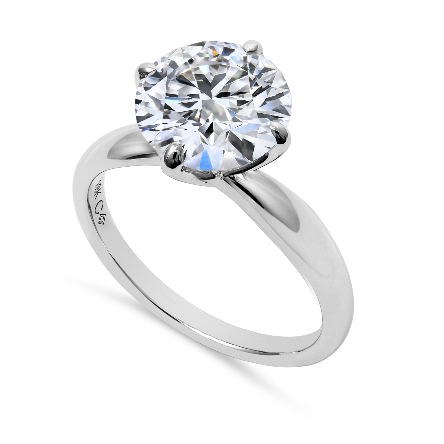 Clarity Diamond Signature Lab-Grown Round Diamond Solitaire Engagement Ring in White Gold, 3.10 ct