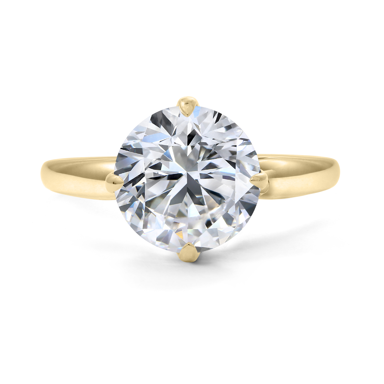 Clarity Diamond Signature Lab-Grown Round Diamond Solitaire Engagement Ring in Yellow Gold, 3.13 ct