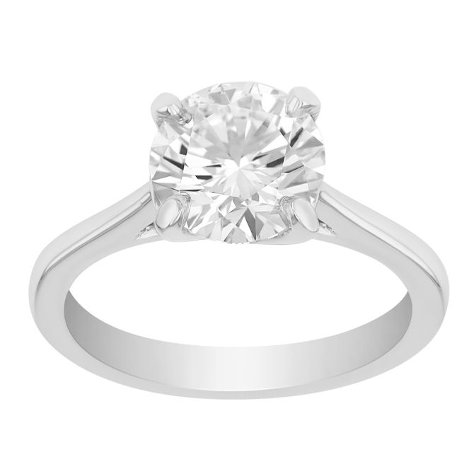 Round Diamond Soliatire Engagement Ring in White Gold, 2.06 ct