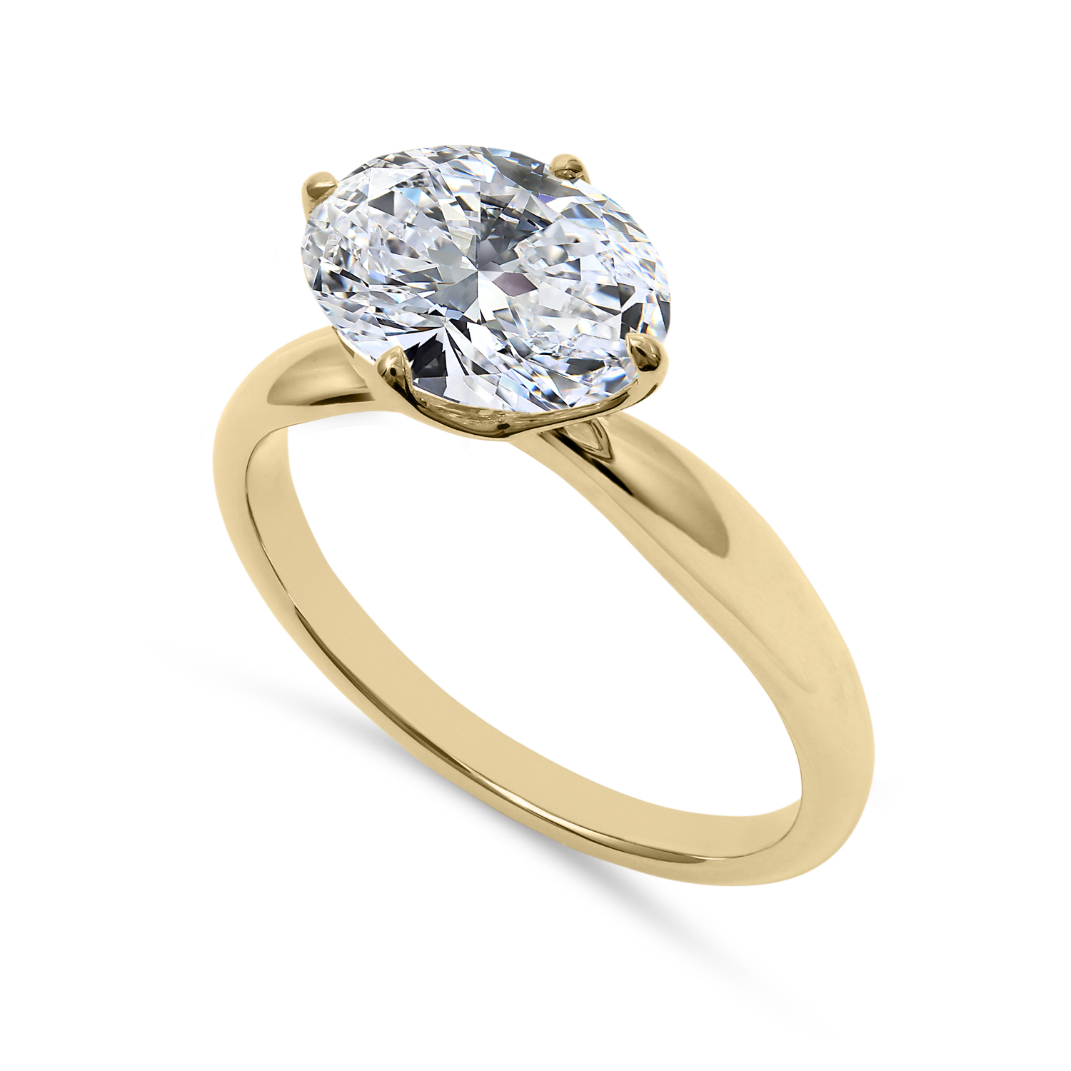 Clarity Diamond Signature Lab-Grown Oval Diamond Solitaire Engagement Ring in Yellow Gold, 2.23 ct