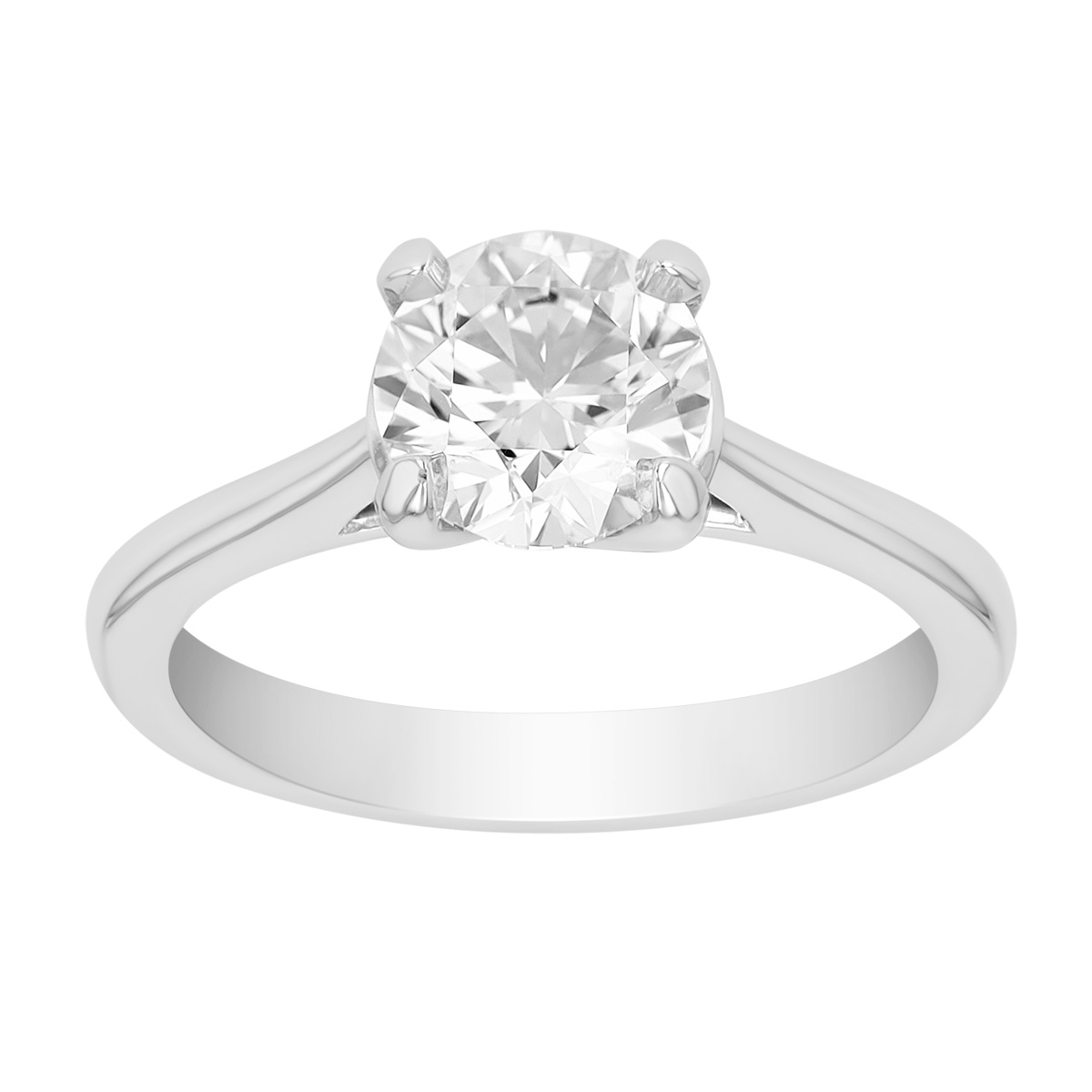Kalahari Dream Round Diamond Solitaire Engagement Ring in White Gold, 1.50 ct, Size 6.5