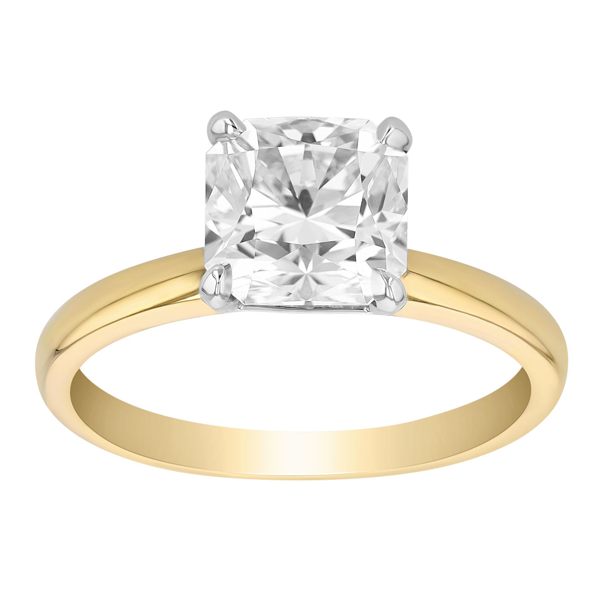 Radiant Cut Diamond Solitaire Engagement Ring in Two Tone, 2.47 ct
