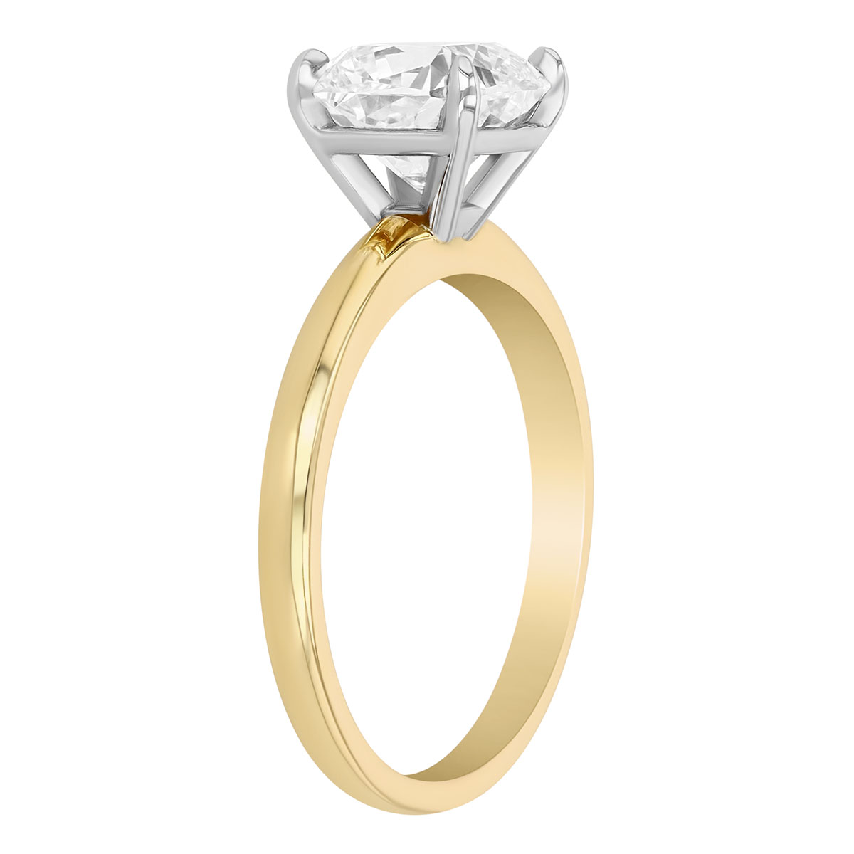 Radiant Cut Diamond Solitaire Engagement Ring in Two Tone, 2.47 ct