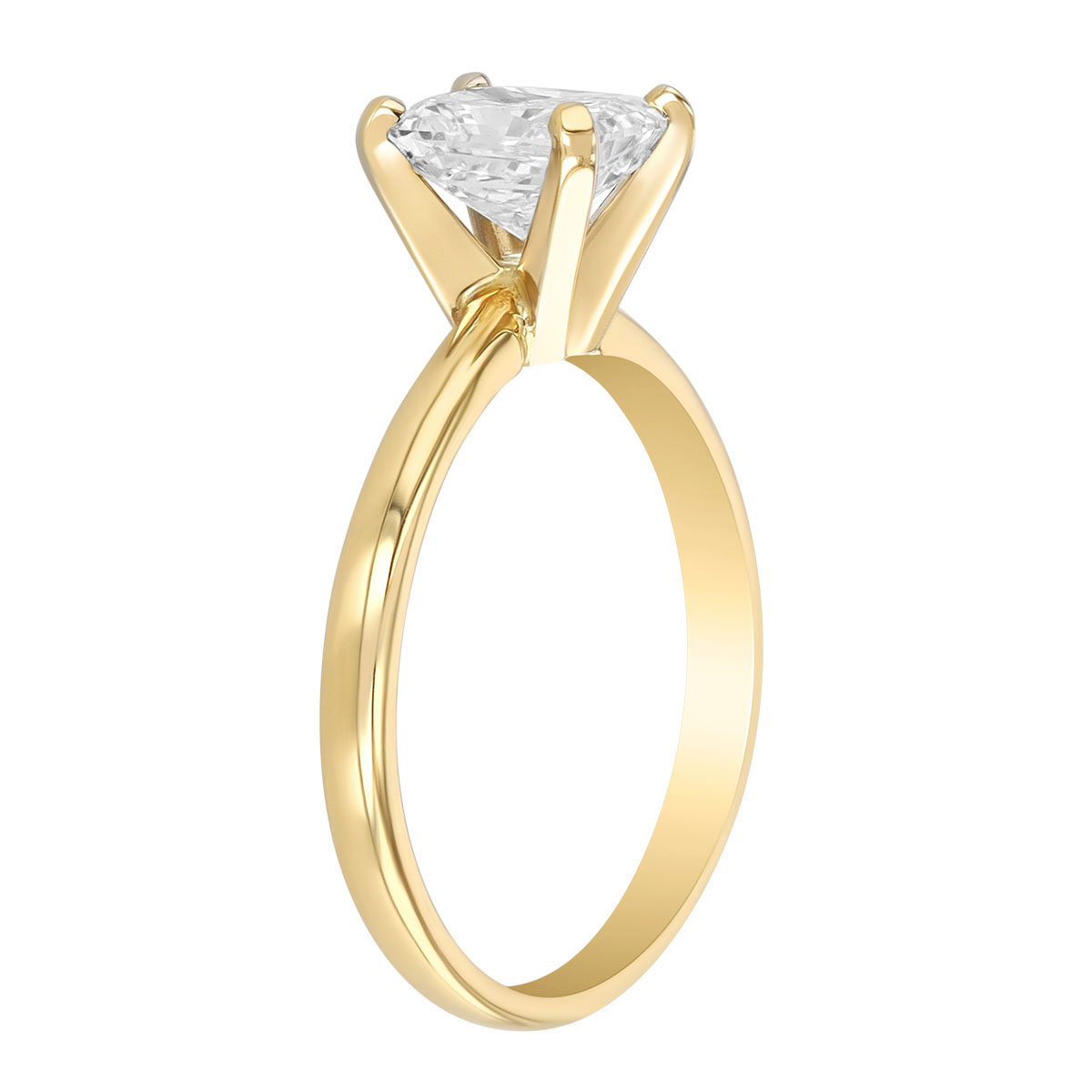 Radiant Cut Diamond Solitaire Engagement Ring in Yellow Gold, 1.19 ct