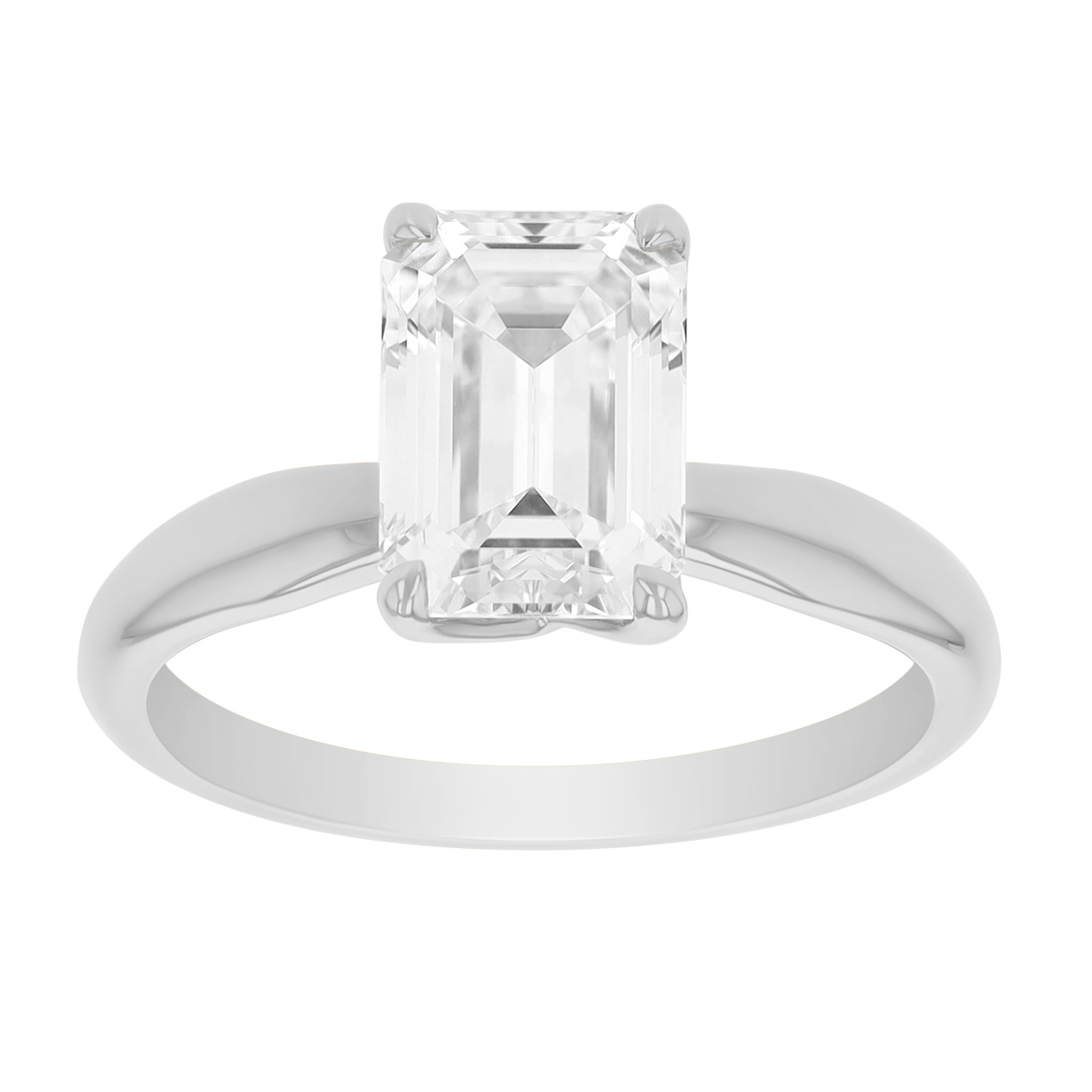 Clarity Diamond Signature Lab-Grown Emerald Diamond Solitaire Engagement Ring in White Gold, 2.28ct