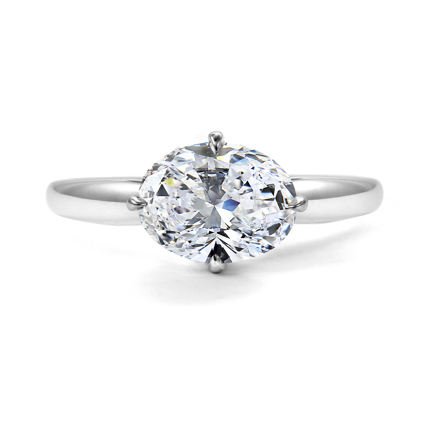 Clarity Diamond Signature Lab-Grown Oval Diamond Solitaire Engagement Ring in White Gold, 2.31 ct
