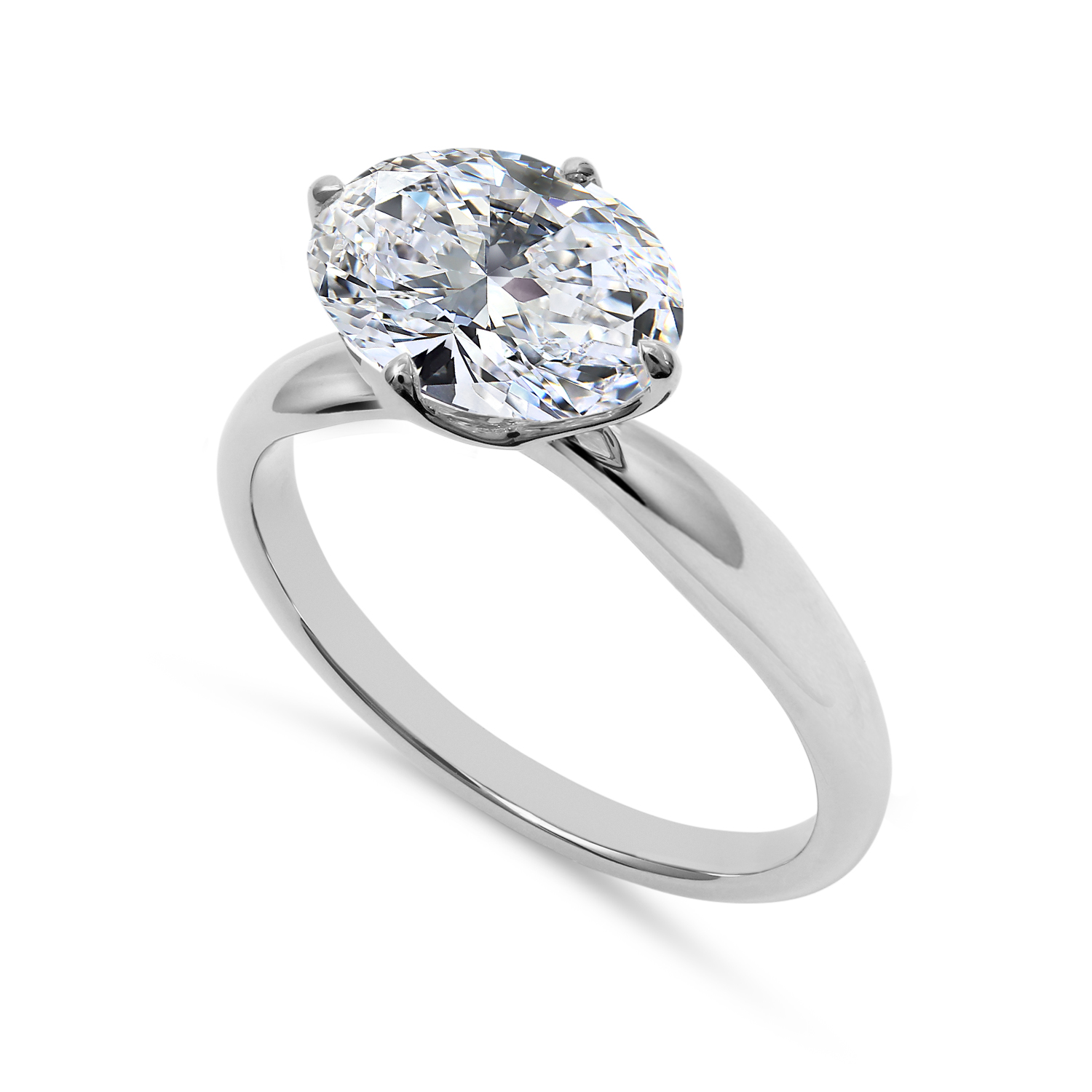 Clarity Diamond Signature Lab-Grown Oval Diamond Solitaire Engagement Ring in White Gold, 2.31 ct
