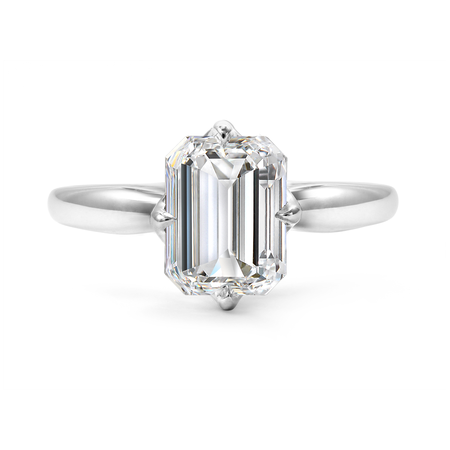 Clarity Diamond Lab-Grown Signature Emerald Diamond Solitaire Engagement Ring in White Gold, 3.04 ct