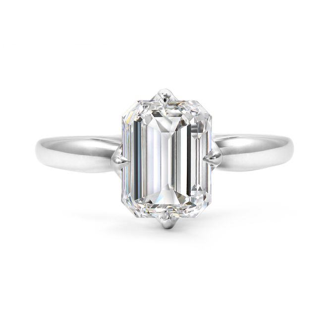 Clarity Diamond Lab-Grown Signature Emerald Diamond Solitaire Engagement Ring in White Gold, 3.04 ct