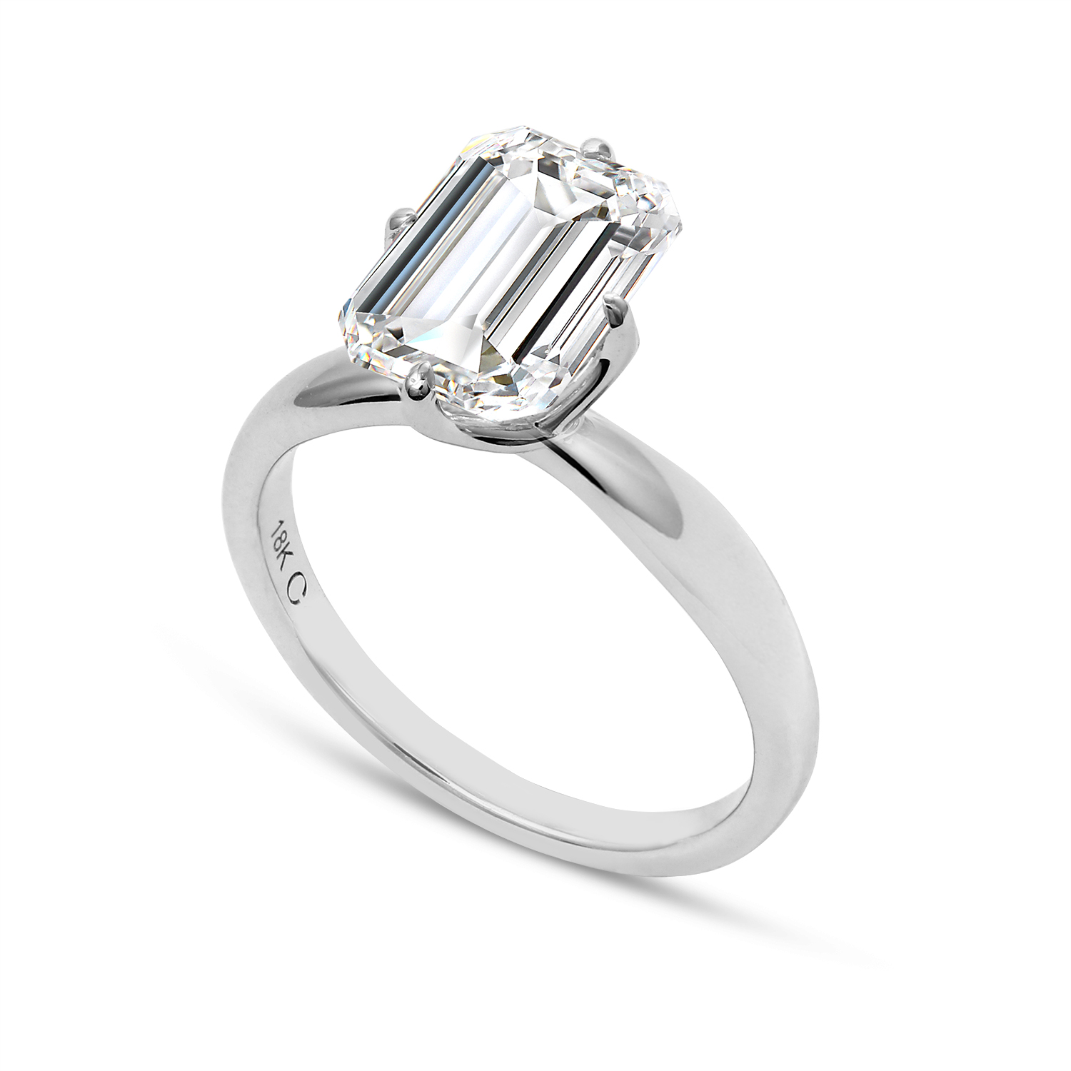 Clarity Diamond Lab-Grown Signature Emerald Diamond Solitaire Engagement Ring in White Gold, 3.04 ct
