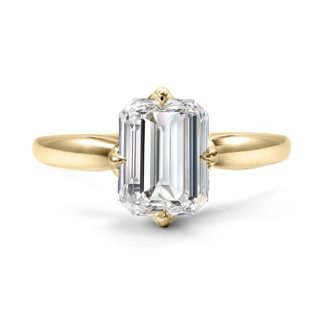 Clarity Diamond Signature Lab-Grown Emerald Diamond Solitaire Engagement Ring in Yellow Gold, 2.32 c