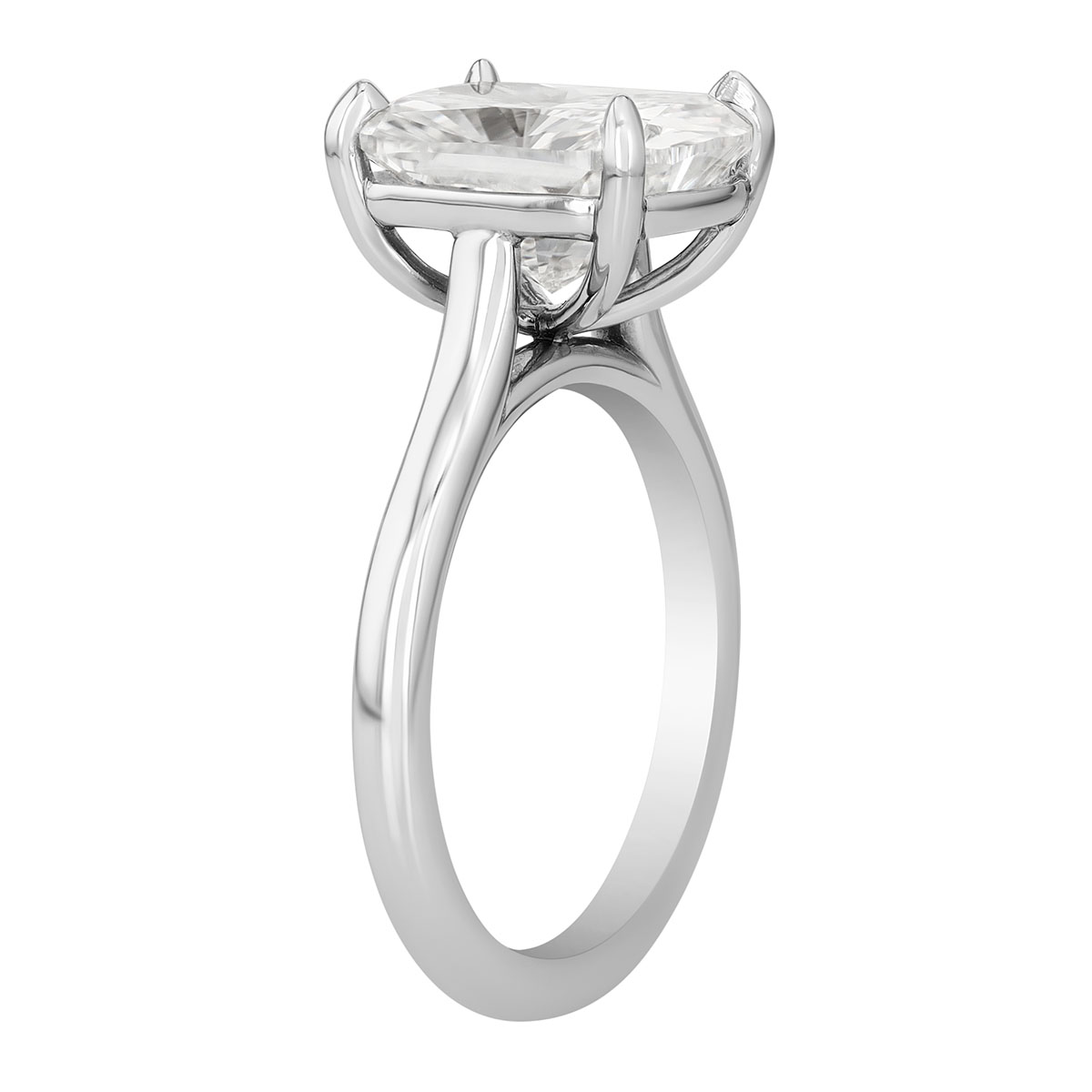 Lab-Grown Cushion Cut Diamond Solitaire Engagement Ring in Platinum, 4.08 ct