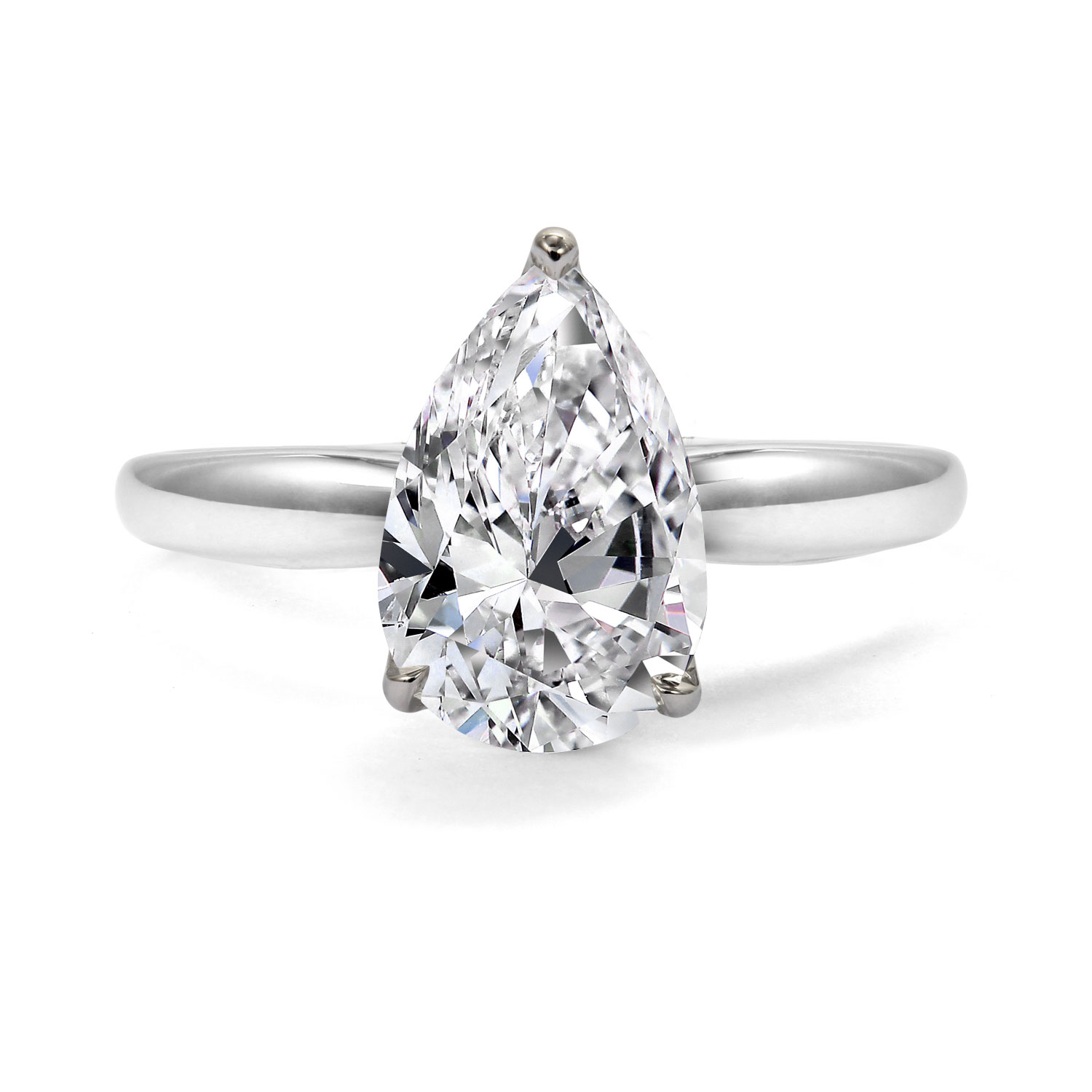 Clarity Diamond Signature Lab-Grown Pear Diamond Solitaire Engagement Ring in White Gold, 2.27 ct