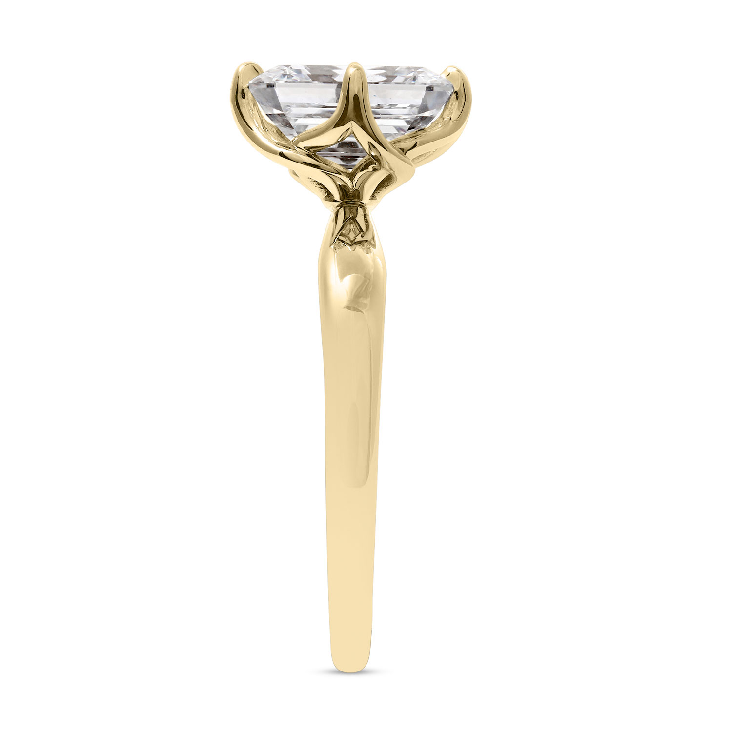 Clarity Diamond Signature Lab-Grown Emerald Cut Diamond Engagement Ring in Yellow Gold, 2.34 ct