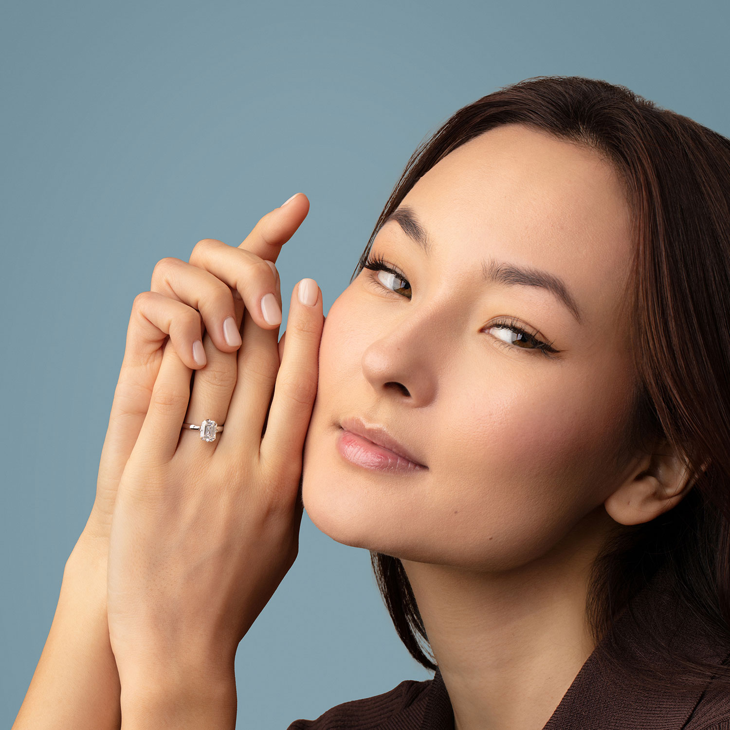 Clarity Diamond Signature Lab-Grown Emerald Cut Diamond Engagement Ring in Yellow Gold, 2.34 ct